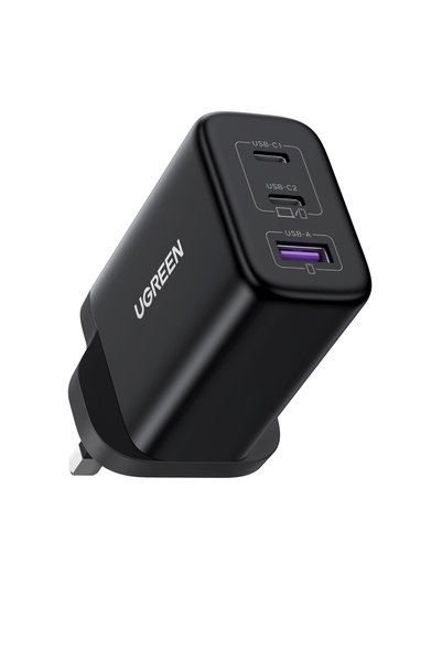Ugreen شاحن USB-C بقوة 65 واط بتقنية GaN، محول حائط سريع الشحن بثلاثة منافذ (...