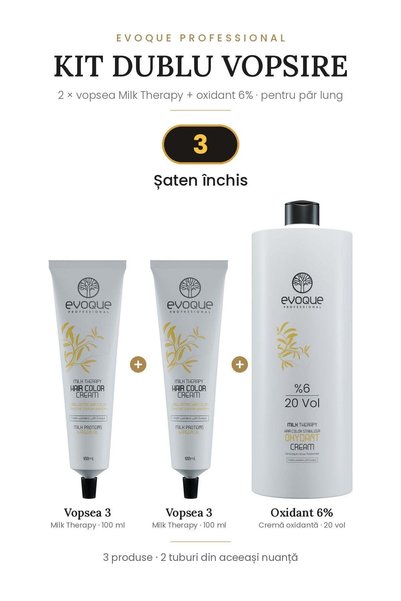 Evoque Professional Kit de vopsea de păr Evoque Double 3 Maro Închis – 2 × Vo...