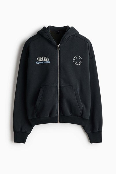 H&M Oversized Fit Printed zip-through hoodie
