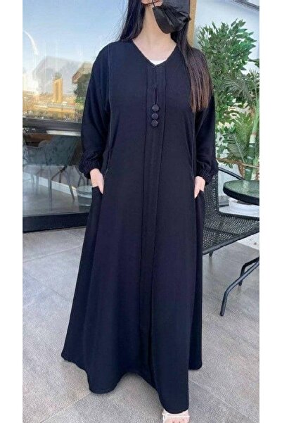 Rosana عباية لفتة عباية نسائية سوداء رسمية بليزر بياقة وقماش سوبر ندى مع تفاصيل دانتيل وازرار قفلة طقطق
