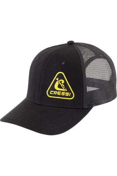 Cressi Cap - Cap with Visor Sporty and Functional, Black/Yellow, One Size Unisex