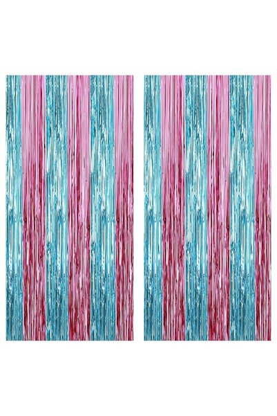 KATCHON XtraLarge Blue Foil Fringe Curtain - 3.2x8 Feet, Pack of 2 | Water St...