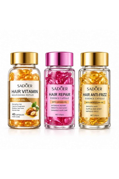 Belora Complete Hair Care Package, Vitamins + 2 boxes of Sadoer capsules
