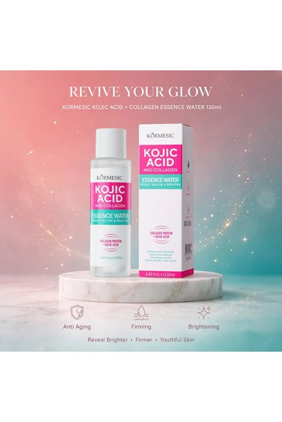 Kormesic Kojic Acid & Collagen Water 130ml – Hydrating Brightening Facial with Hyaluronic Acid & Licorice Extract