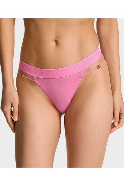 Victoria's Secret Chiloți tanga din bumbac cu logo și bretele, confortabili, ...