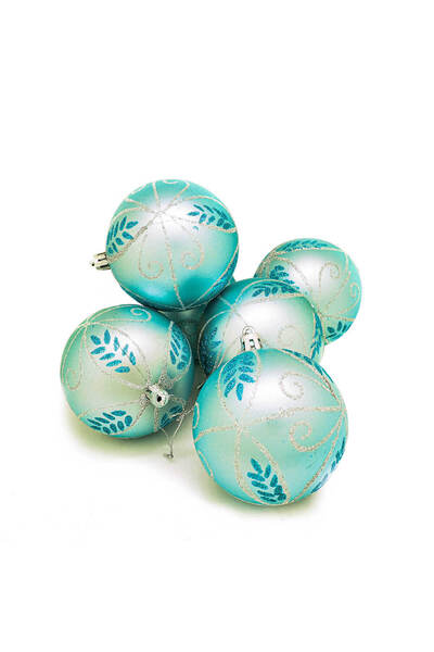 Generic Brand Set 6 globuri cu model, diametru 8 cm, acid blue,