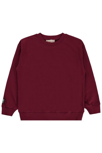 Sılversun Basic Label Embroidered Sweatshirt for Ages 8-13 - Burgundy