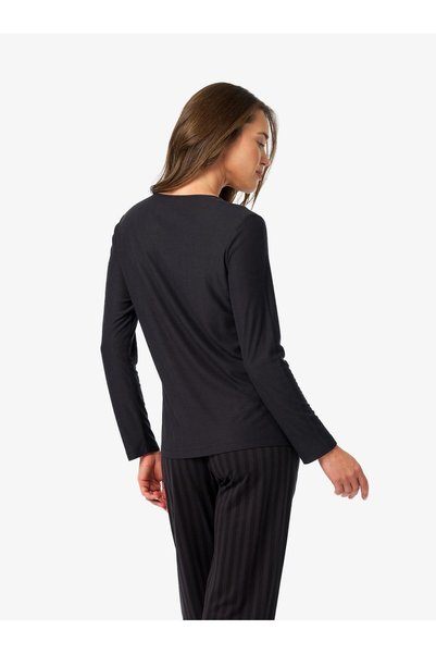 Blackspade Kadın Uzun Kollu V Yaka Dantel Yaka Antrasit Pijama Takımı C2T1N225