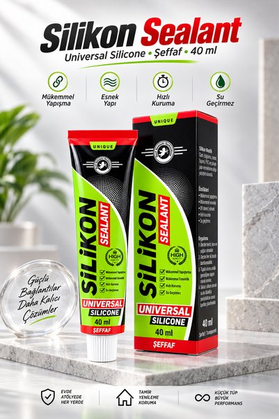 NZB Silikon Mastik Şeffaf 40 ml Tüp Yapıştırıcı Su Geçirmez Cam Fayans PVC Do...