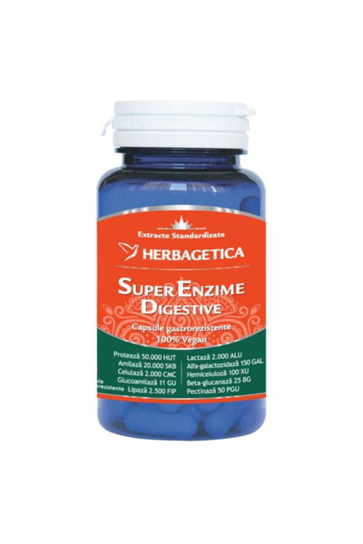 herbagetica Super Enzime Digestive Herbagetica, 30 capsule