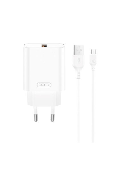 Xo Cablu încărcător priză Ce33 QC 18W 1x USB Alb + USB-C
