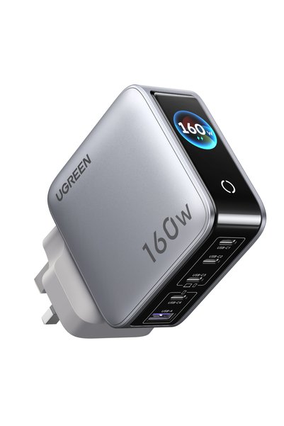 Ugreen شاحن لابتوب سريع Nexode Pro بقوة 160 واط، USB C AVS GaN، شاشة ذكية، مح...