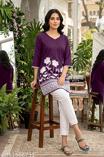Generic Brand Short Kurti with Embroidery Work