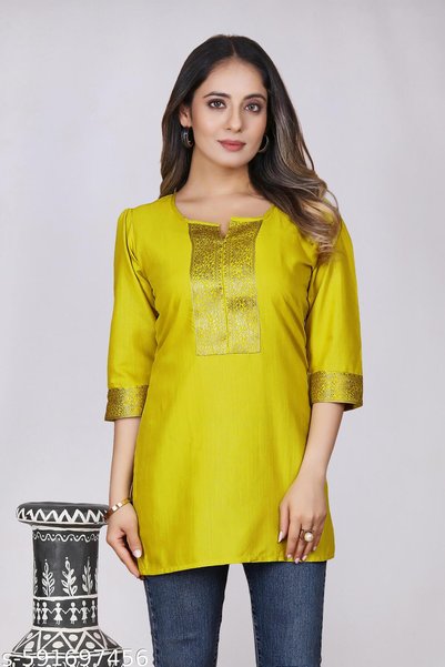 Generic Brand Short Kurti with Embroidery Work