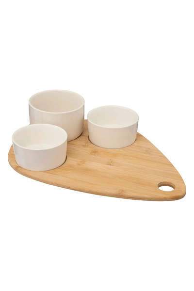 SG Bamboo & Stoneware Appetizer Set (4 Pc., White)