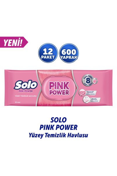 Solo Pink Power Yüzey Temizleme Havlusu 12'li 600 Yaprak