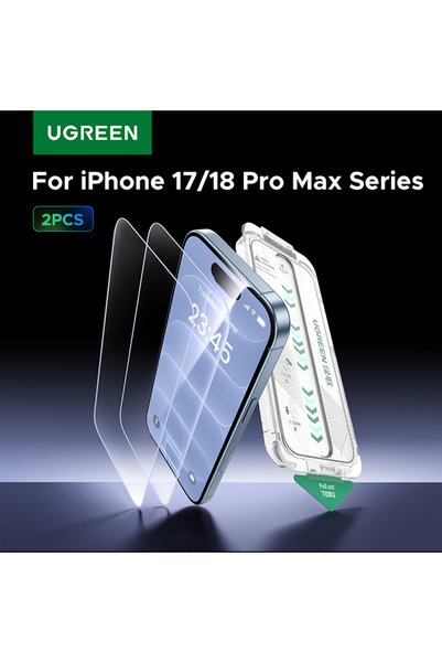 Ugreen واقي شاشة لهاتف آيفون 18/17 برو ماكس (عبوة من قطعتين) مع طقم محاذاة تل...