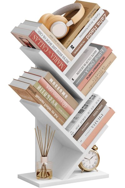 Arabest Hoctieon 4 Tier Tree Bookshelf, 4 Shelf Bookcase, Modern Book Storage...