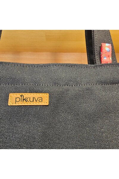 Pikkuva Black Catbag Canvas Tote Bag with Black Handle and Zipper Cat Bag Collection