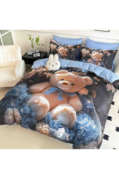 celhome Lenjerie de pat finet digital 5D, 6 piese, cearsaf cu elastic 180x200...