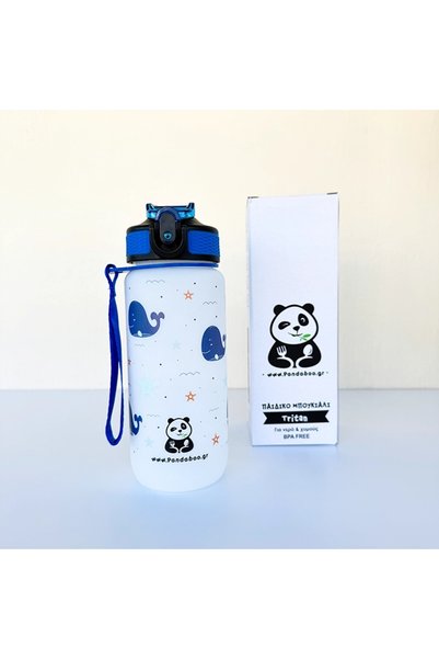 Pandaboo Μπουκάλια Νερού Tritan 600ml – Ανθεκτικά & Ασφαλή για Παιδιά - φάλαινες