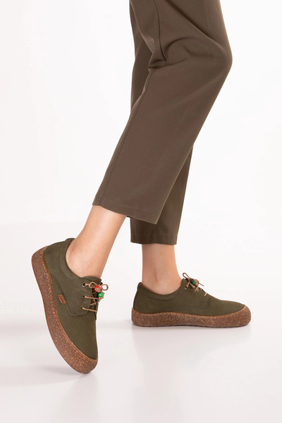 Gondol Pantofi de zi cu zi pentru femei, din piele naturală, usl.2327 Kaki Nubuck