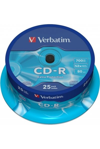Verbatim CD-R 700MB, 80 λεπτά, ταχύτητα 52x, 25 τεμάχια, σπιντλ,  "43432 "