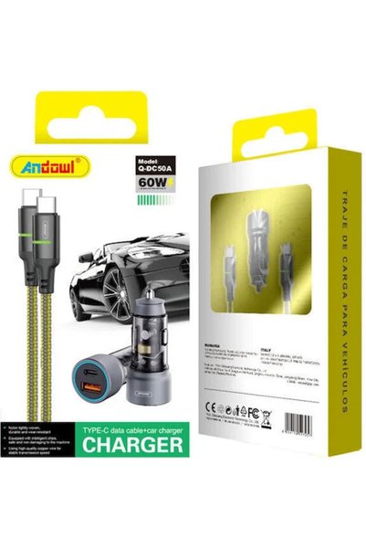 Andowl Φορτιστής αυτοκινήτου 60W Type-C σε Type-C με διπλή θύρα Q-DC50A