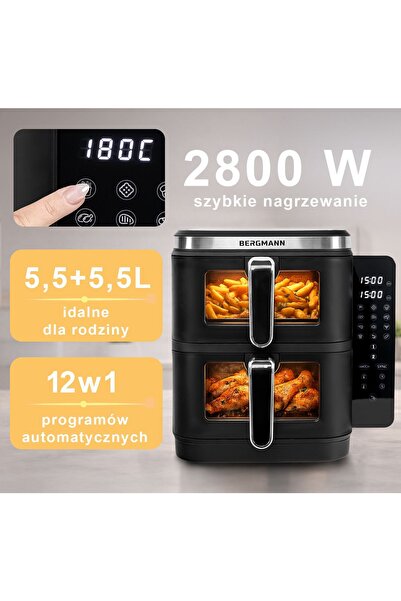 Bergmann Friteuză YI cu 2 compartimente, verticală, 5.5l + 5.5l, 2800W, model N