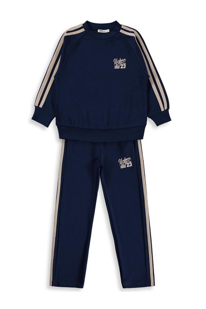 Civil Boys Striped Tracksuit Set for 6-9 Years Old - Navy Blue