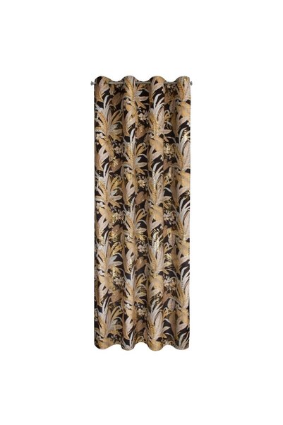 Eurofirany Draperie cu inele, Eurofirany, Poliester, 140 x 250 cm, Negru/Auriu