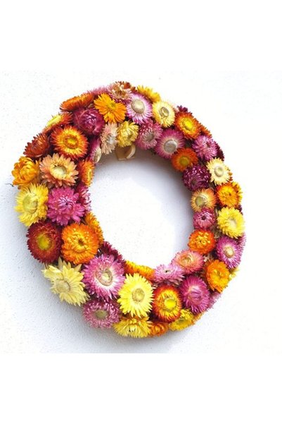 Floralo Coroană de flori uscate din paie, mix, 27 cm - decor -