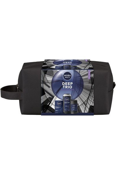 Nivea Men Set: Deep After Shave Lotion 100 ml + Deep Shower Gel 250 ml + Deep...