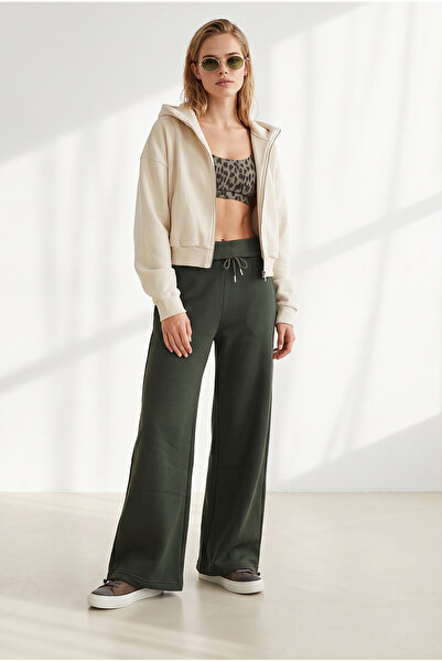 Olalook Women's Khaki High Waist Drawstring Sweatpants Eşf-00000090