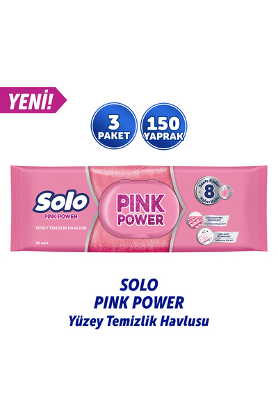 Solo Pink Power Yüzey Temizleme Havlusu 3'lü 150 Yaprak