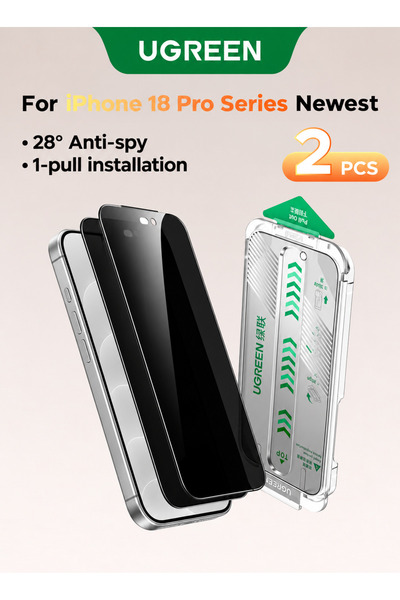 Ugreen 2 Pack for iPhone 18 Pro Privacy Screen Protector, Easy One-Pull Insta...