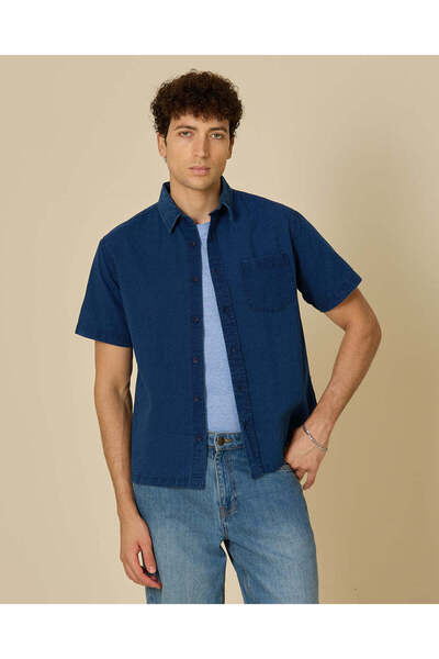 REDTAG Men Navy Plain Shirt