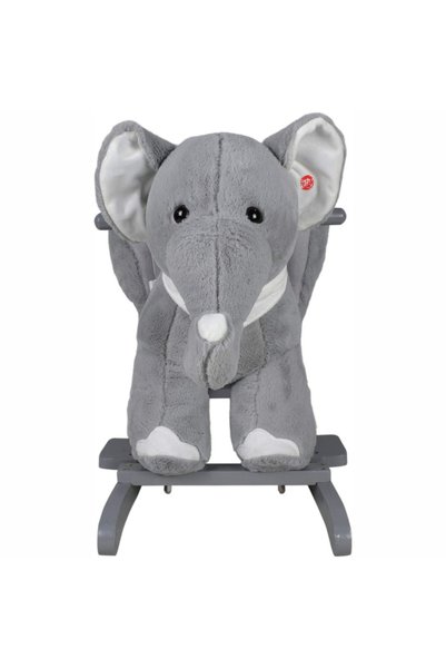 Infantastic Rocking elephant with sound effects, footrest, gray