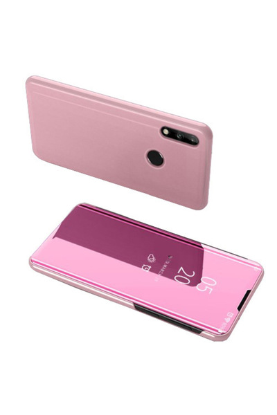 OEM Θήκη βιβλίου με όψη καθρέφτη και βάση για Huawei P40 Lite E/Y7p, ροζ χρυσό