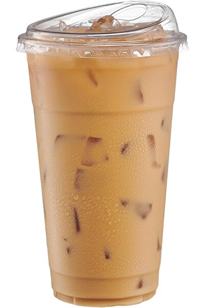 Gusto 16 oz Clear Plastic Iced Coffee Cups with Lids [50 Sets]