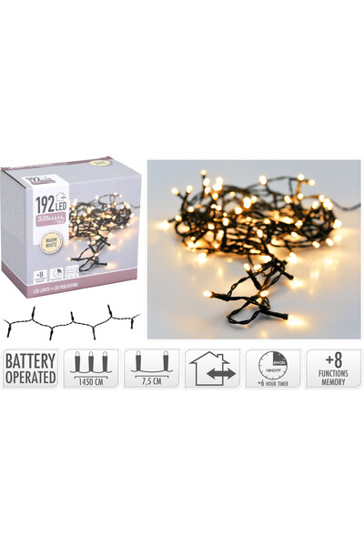 DecoDepot Εγκατάσταση 192 LED, θερμό φως, μαύρο καλώδιο
