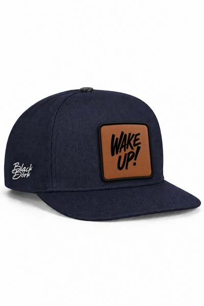 BlackBörk Șapcă hip hop bleumarin cu logo Wake Up