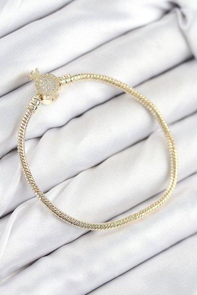 BlackCraft Brass Charm Zircon Stone Crown Model Gold Color Women's Bracelet