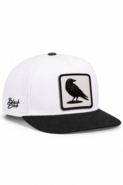 BlackBörk Șapcă hip hop alb-negru cu logo-ul corbiului