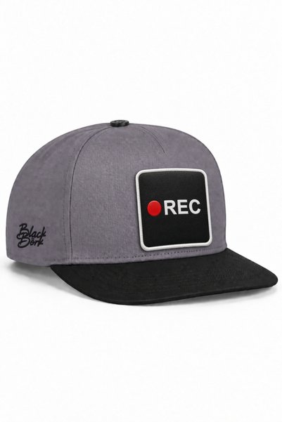 BlackBörk قبعة هيب هوب باللونين الأسود والرمادي مع شعار Rec