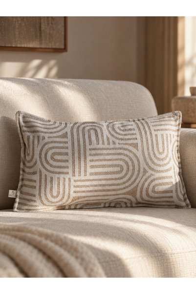 needle home textile .decoration Ritmo Krem Kırlent Kılıfı (30x50)
