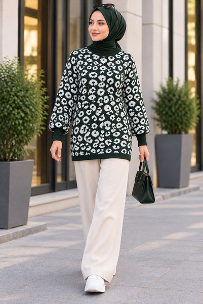 ÇILDIR ÖRME Women's Standard Size Leopard Pattern Knitwear Sweater