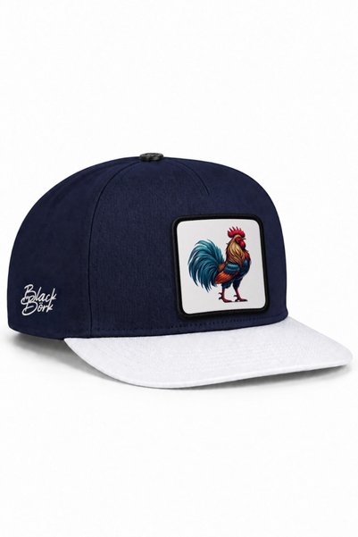BlackBörk White-Navy Blue Hip Hop Hat with Rooster Logo