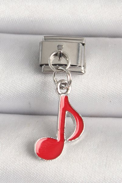 BlackCraft 316L Steel Silver Color Red Music Note Model Nomination Charm