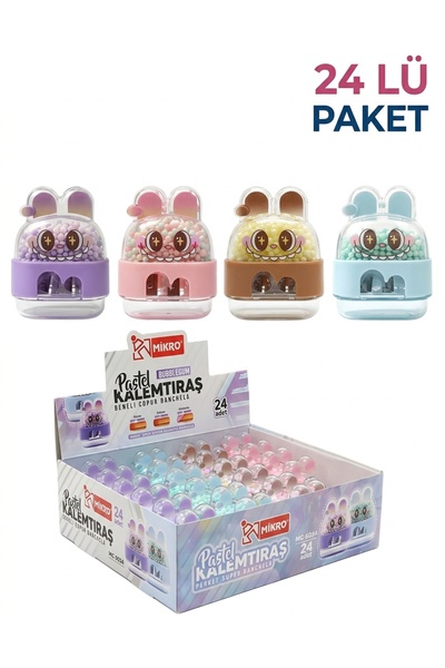 BUBBLEBU ÇİFTLİ KALEMTIRAŞ 24 LÜ PAKET